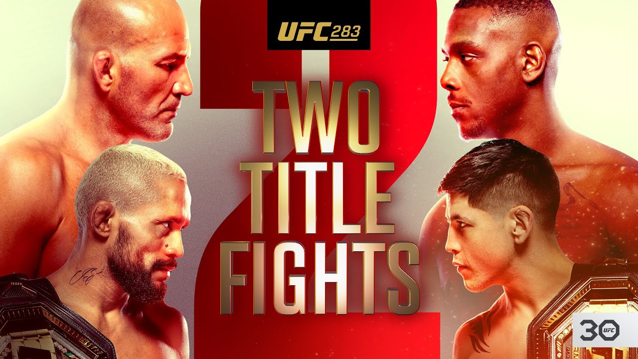 UFC 283 Official Poster featuring Glover Teixeira, Jamahal Hill, Deiveson Figueiredo and Brandon Moreno